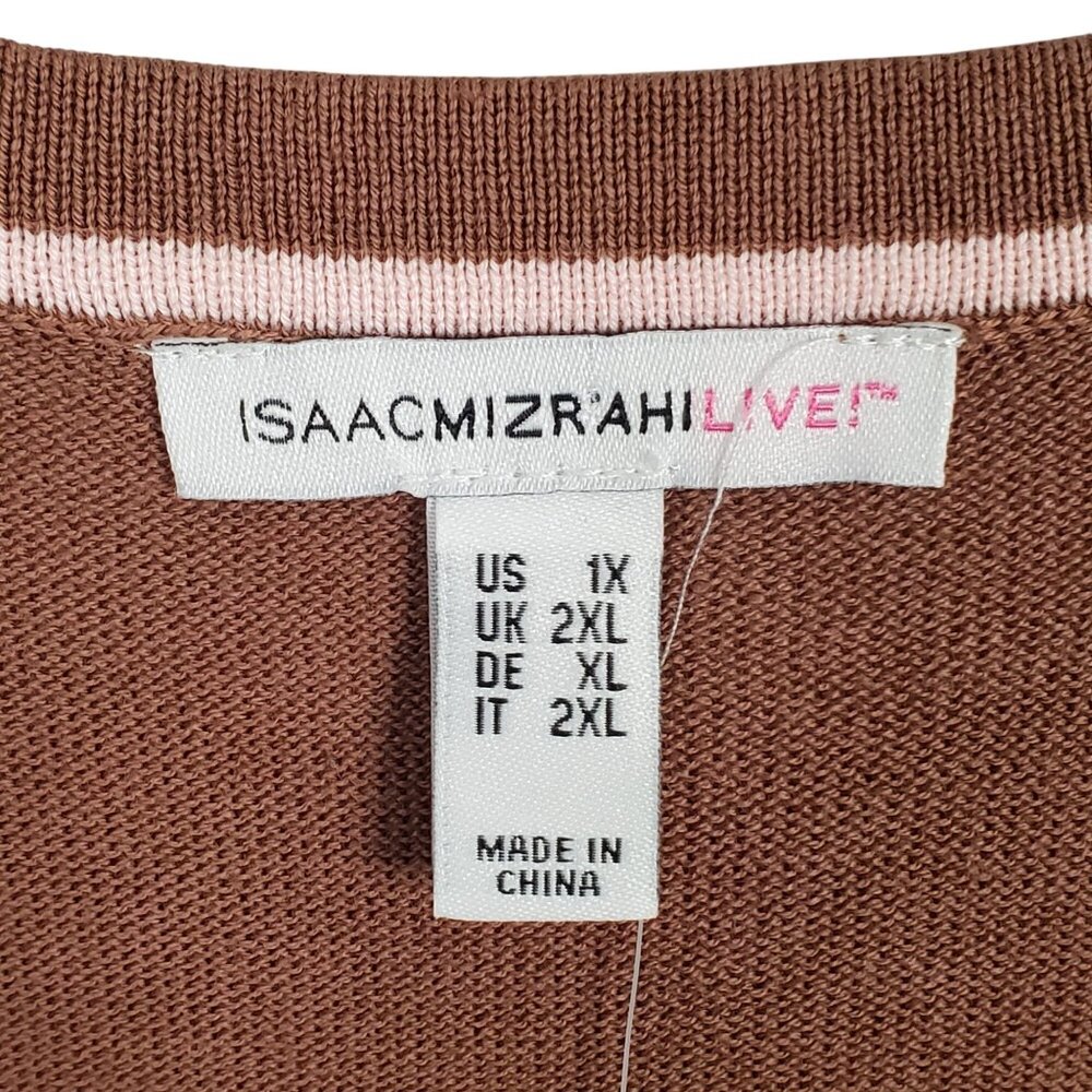 Isaac Mizrahi Live! Sz 1X Cardigan Long A-Line Button Front Sweater Dress Jacket - Picture 4 of 11